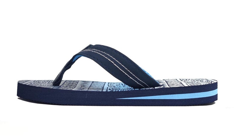 REDVOLUTION New Kids' Tribal Pattern Tropical Print Beach Sandals Boys' Bali Flip-Flop (6, Navy, numeric_6) - Image 4